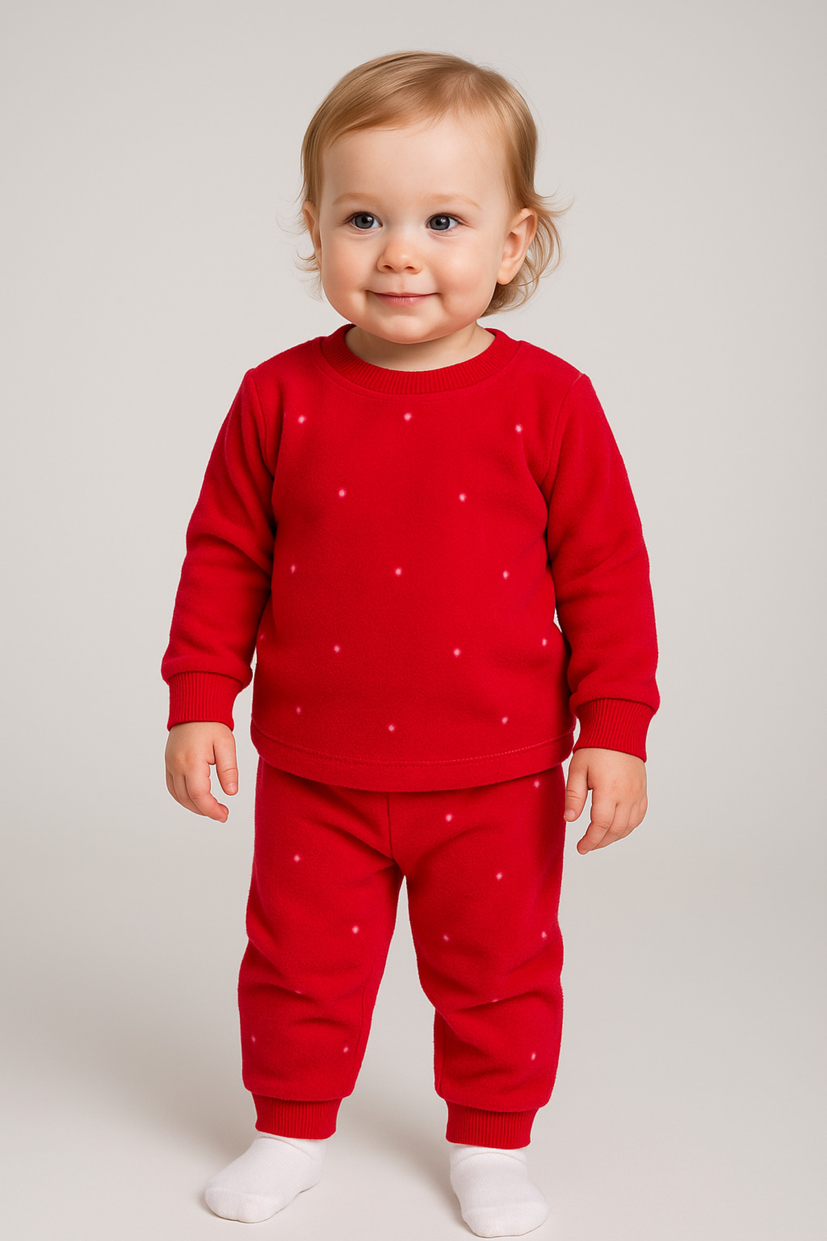 Oz Baby Kız Bebek Kışlık Desenli Polar Takım - Kız Çocuk Kışlık Kıyafet S