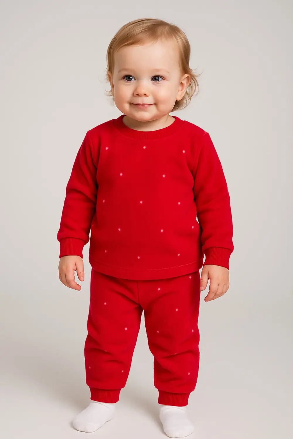 Kız Bebek Kışlık Desenli Polar Takım - Kız Çocuk Kışlık Kıyafet S