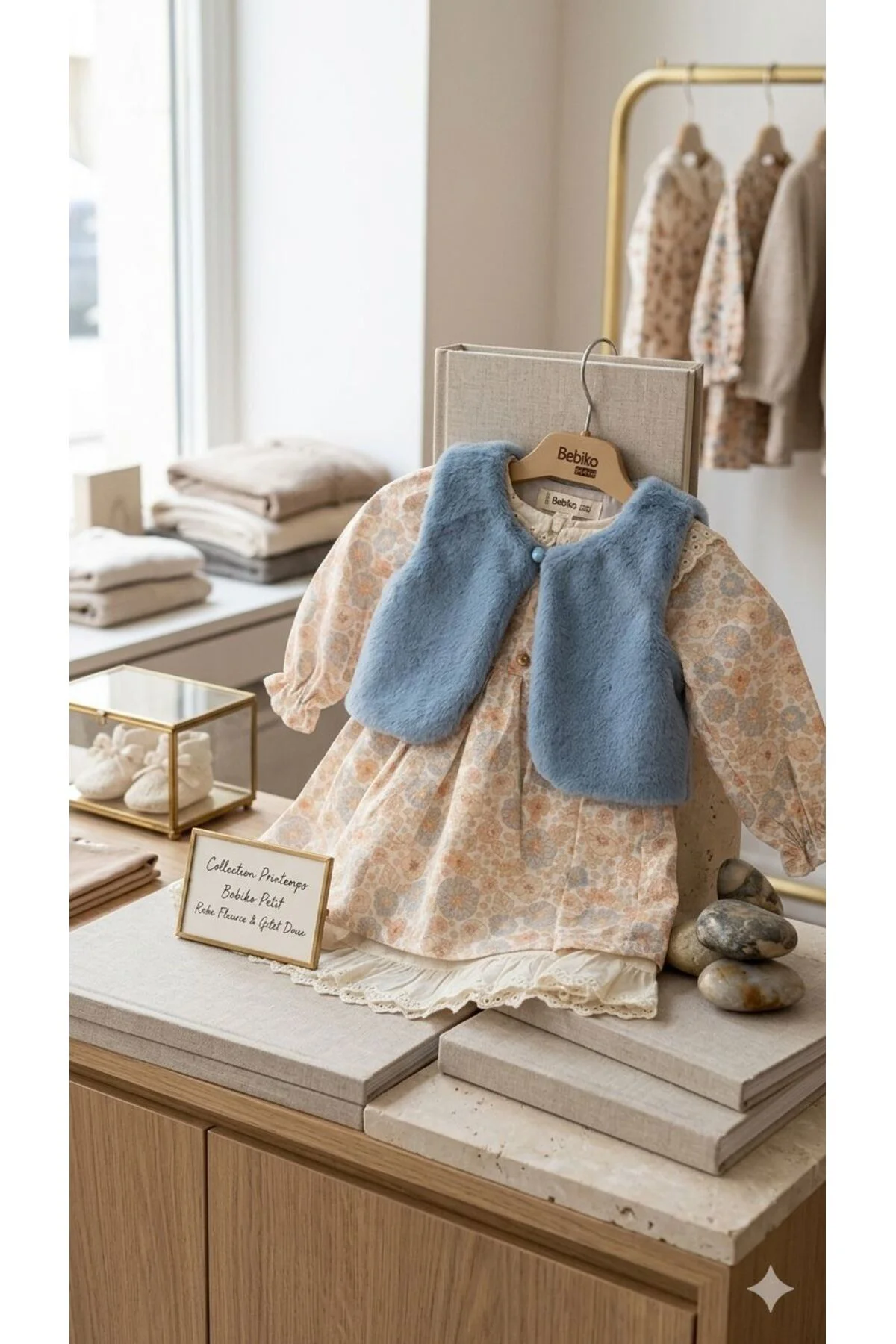 Kız Bebek/Çocuk Peluş Yelekli Yakalı Elbise Takım