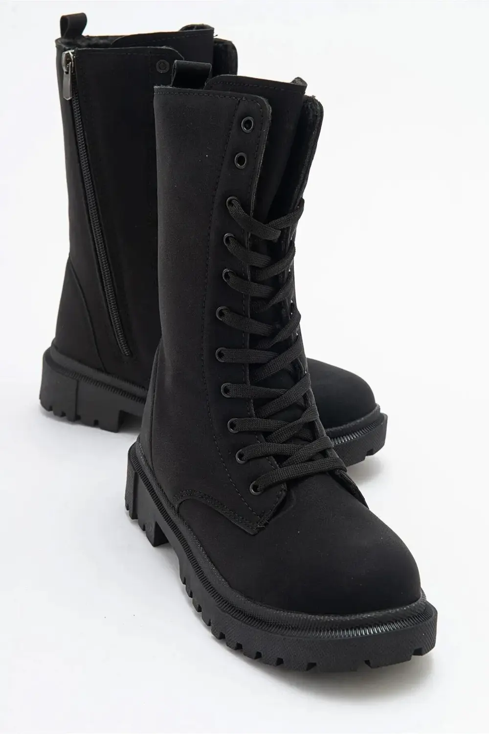 Kız Çocuğu Su Geçirmez İçi Yünlü Kaymaz Taban Postal Bot Siyah