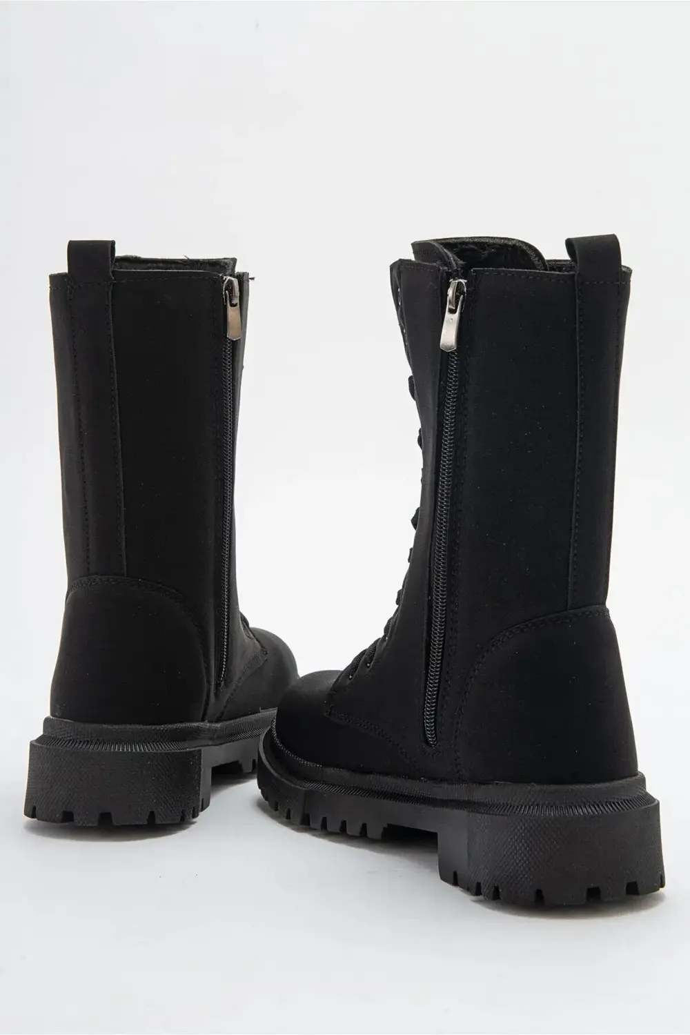 Kız Çocuğu Su Geçirmez İçi Yünlü Kaymaz Taban Postal Bot Siyah