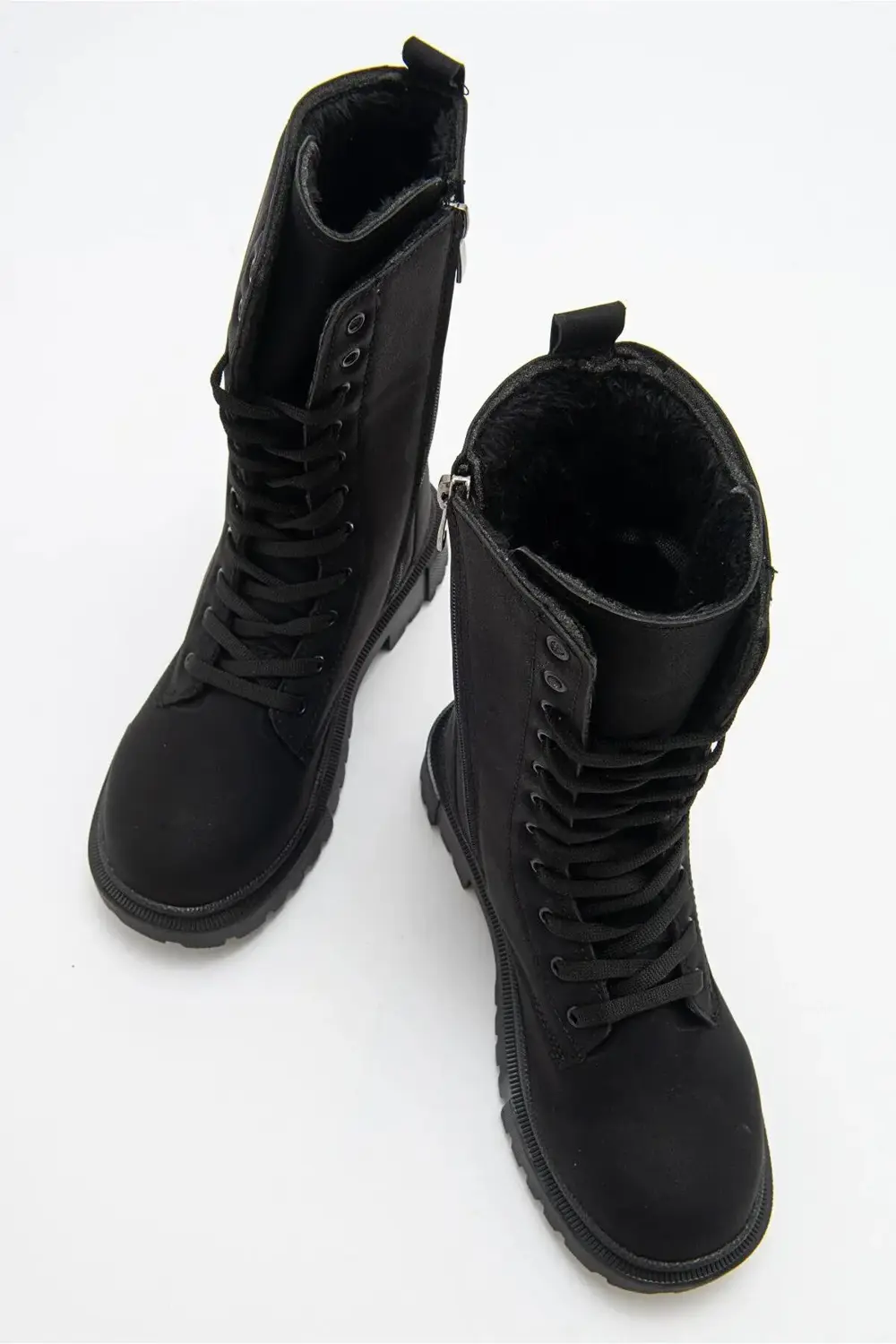 Kız Çocuğu Su Geçirmez İçi Yünlü Kaymaz Taban Postal Bot Siyah