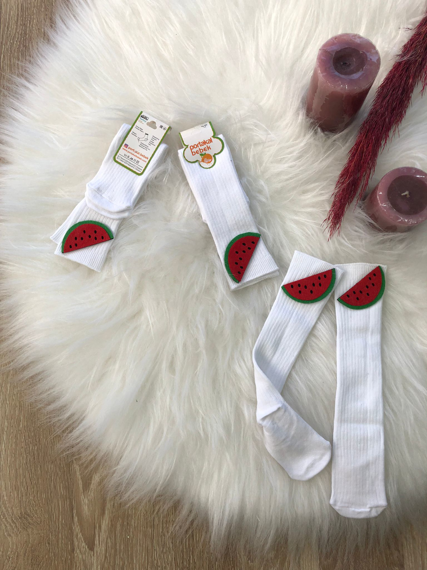 Kız Çocuk 2 Adet Meyve Figürlü 1/5 Yaş Çorap