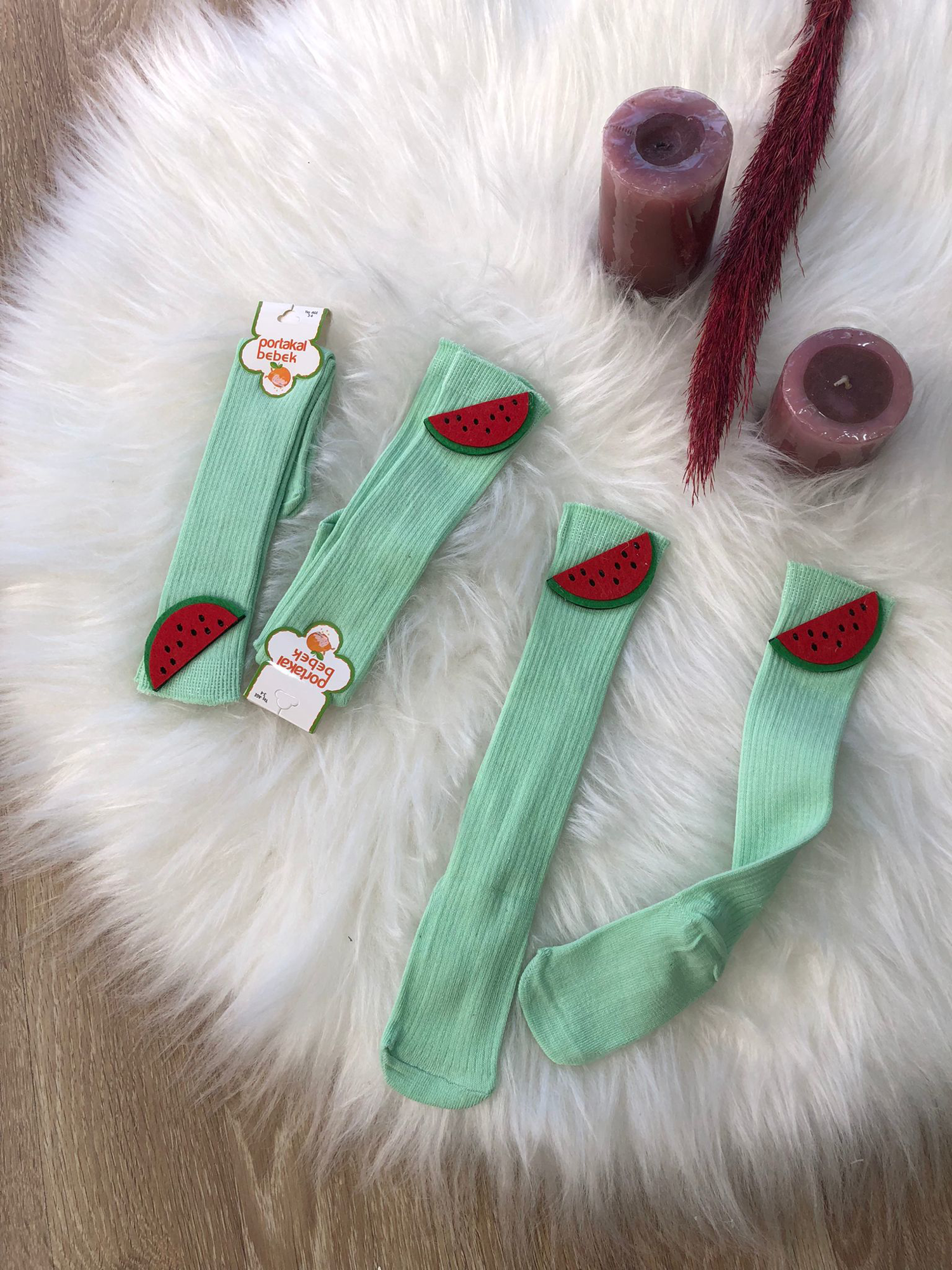 Kız Çocuk 2 Adet Meyve Figürlü 1/5 Yaş Çorap