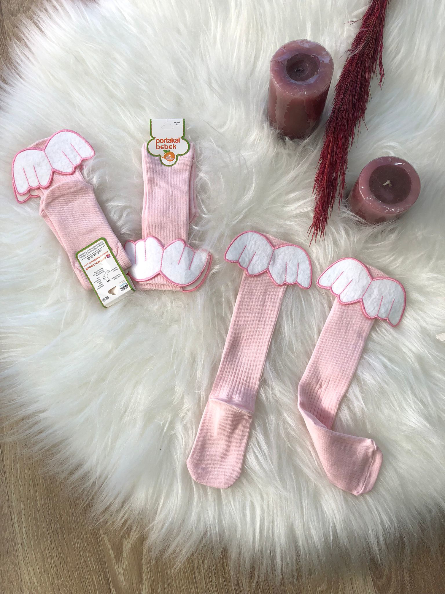 Kız Çocuk 2 Adet Melek Figürlü 1/5 Yaş Çorap