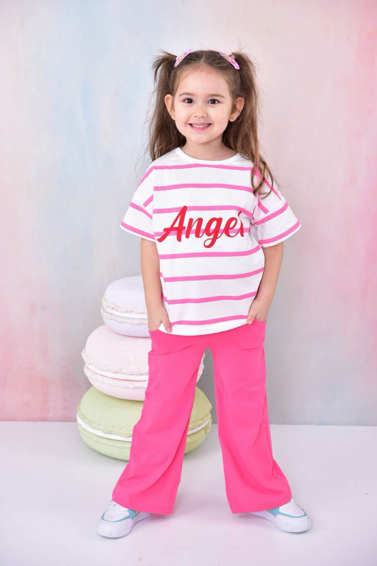 Kız Çocuk  Angel   Baskılı Bisiklet Yaka 4/12 yaş Garson  Eşofman