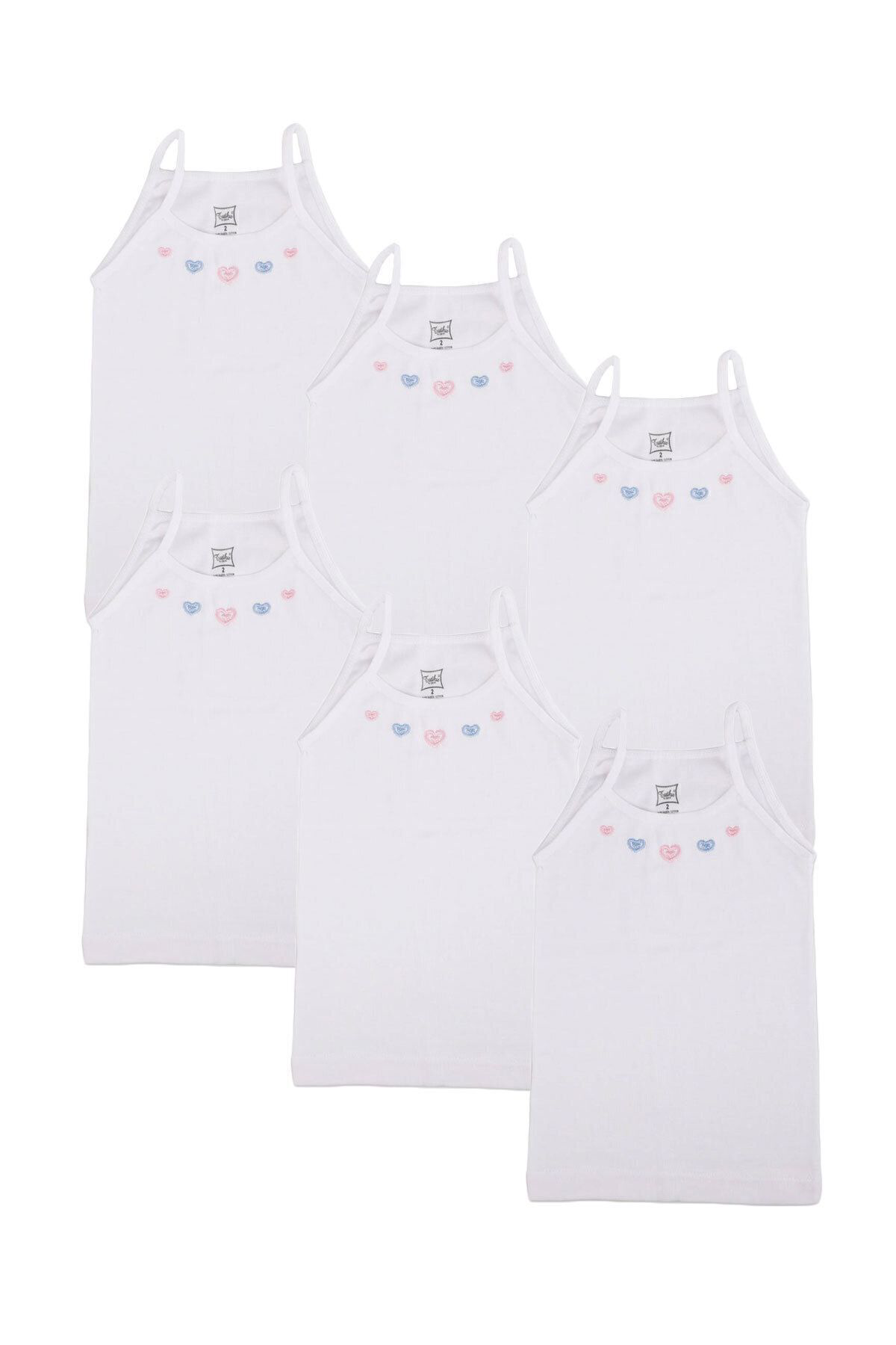 Kız Çocuk Atlet Ip Askılı Işlemeli Ribana 0165 6'lı Paket