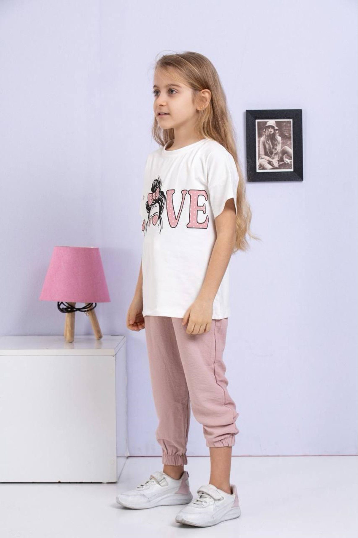 Kız Çocuk  Barbie   Baskılı Bisiklet Yaka 7/14 yaş Garson Boy Eşo
