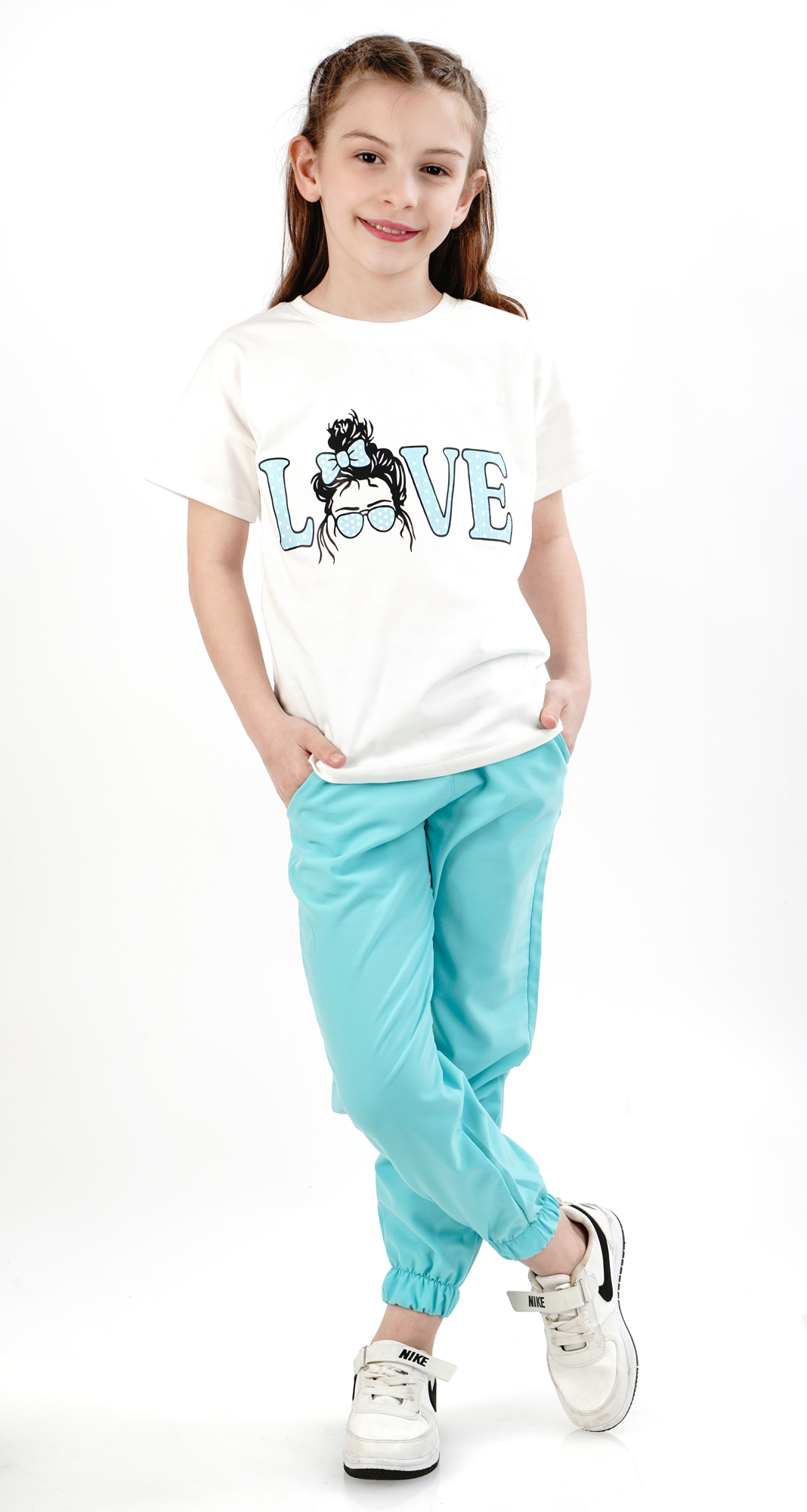 Kız Çocuk  Barbie   Baskılı Bisiklet Yaka 7/14 yaş Garson Boy Eşo