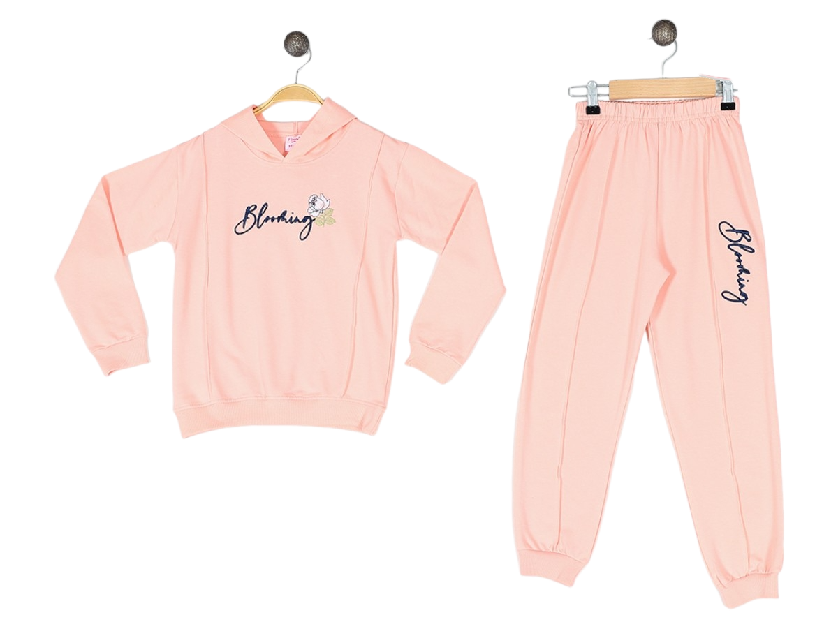 Kız Çocuk Baskılı Kapşonlu  2 İp 5/8 Yaş  Eşofman Takımı