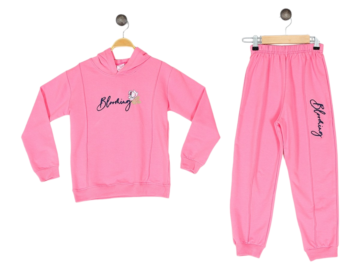 Kız Çocuk Baskılı Kapşonlu  2 İp 5/8 Yaş  Eşofman Takımı