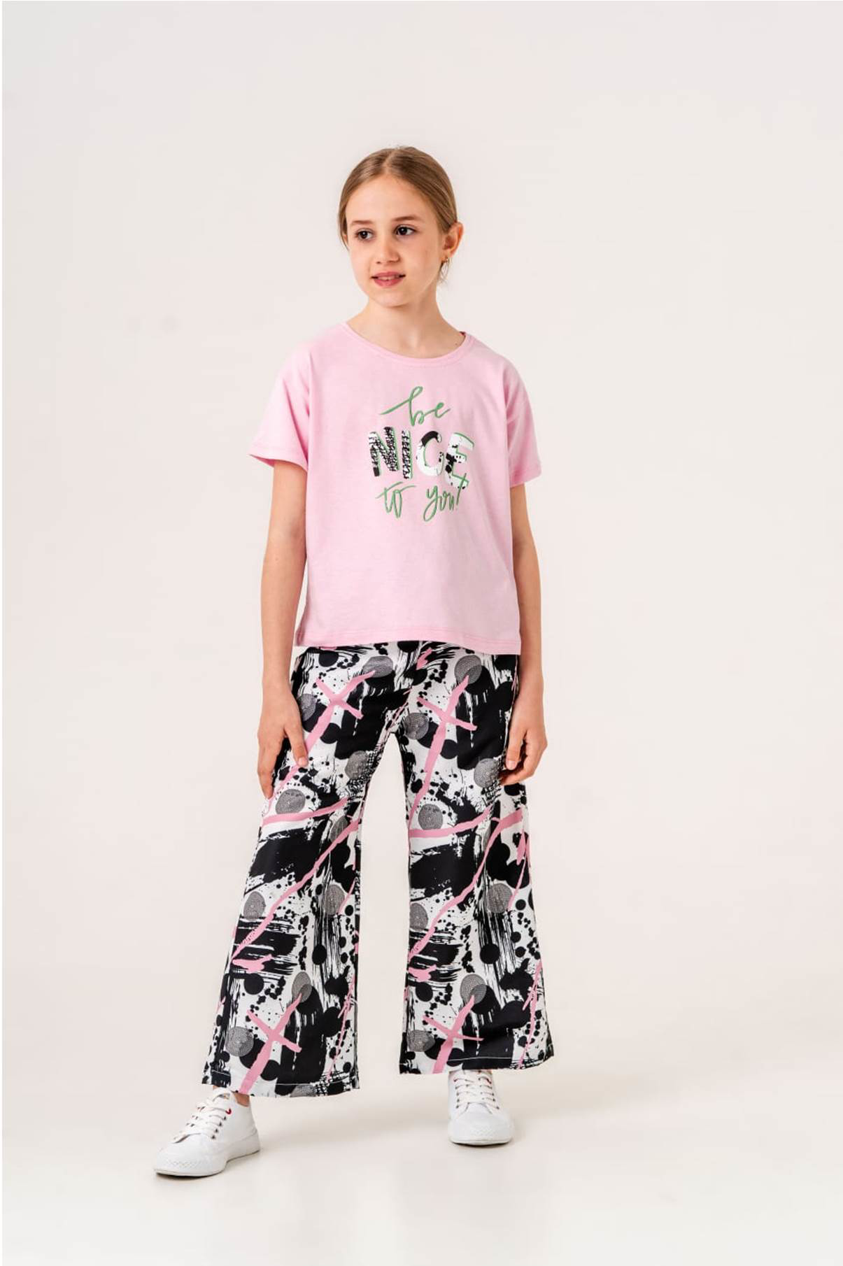 Kız Çocuk Baskılı Bisiklet Yaka 5/12 yaş  Takımı