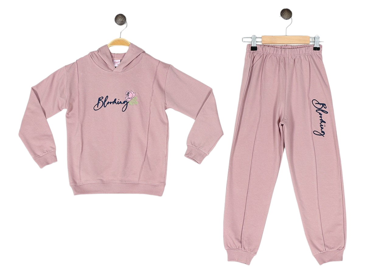 Kız Çocuk Baskılı Kapşonlu  2 İp 5/8 Yaş  Eşofman Takımı