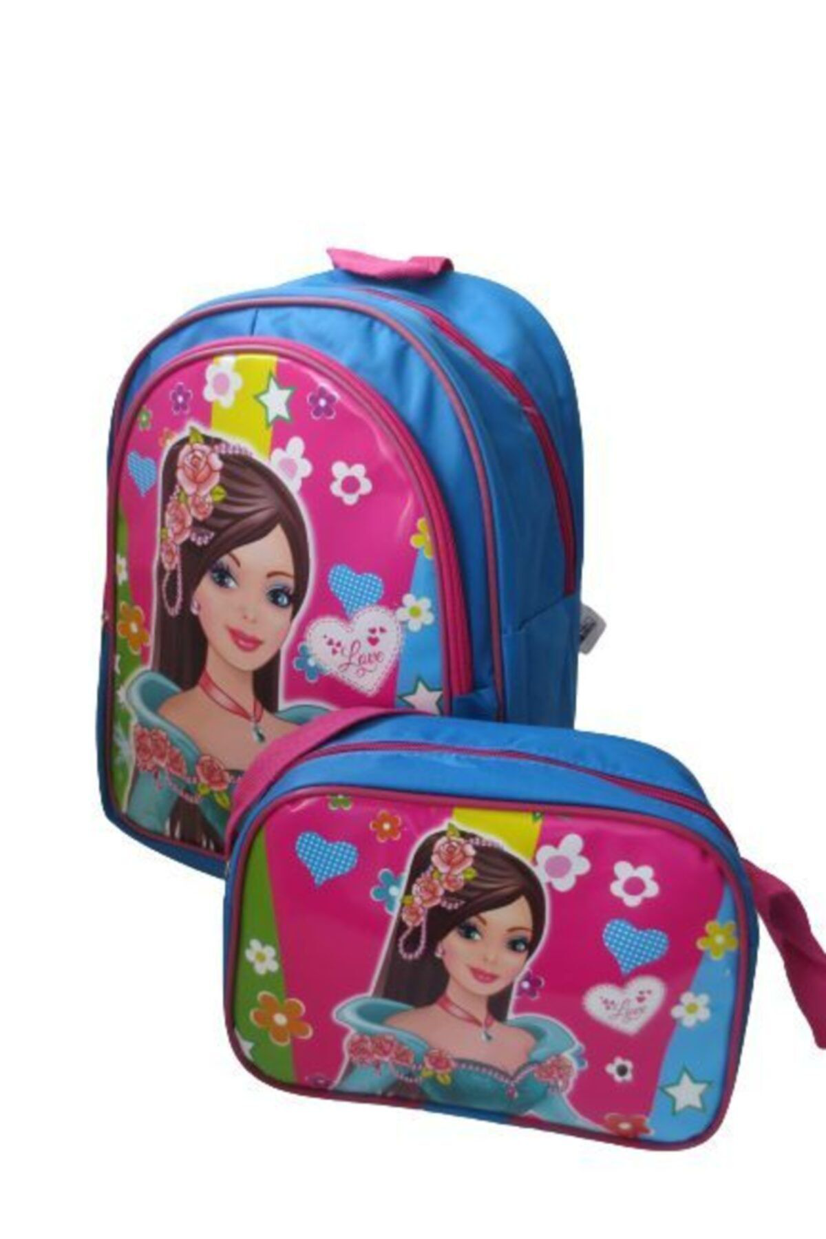 Mikro Kız Çocuk Beslenmeli Okul Sırt Çantası - 3 Bölmeli Fermuarlı Okul
