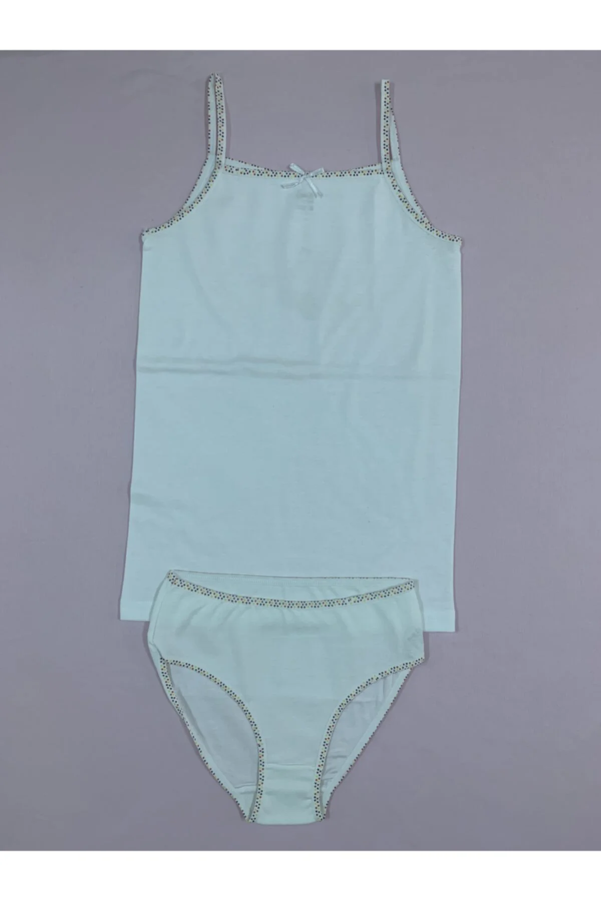 Kız Çocuk Beyaz Ribana Atlet Külot Takım Set