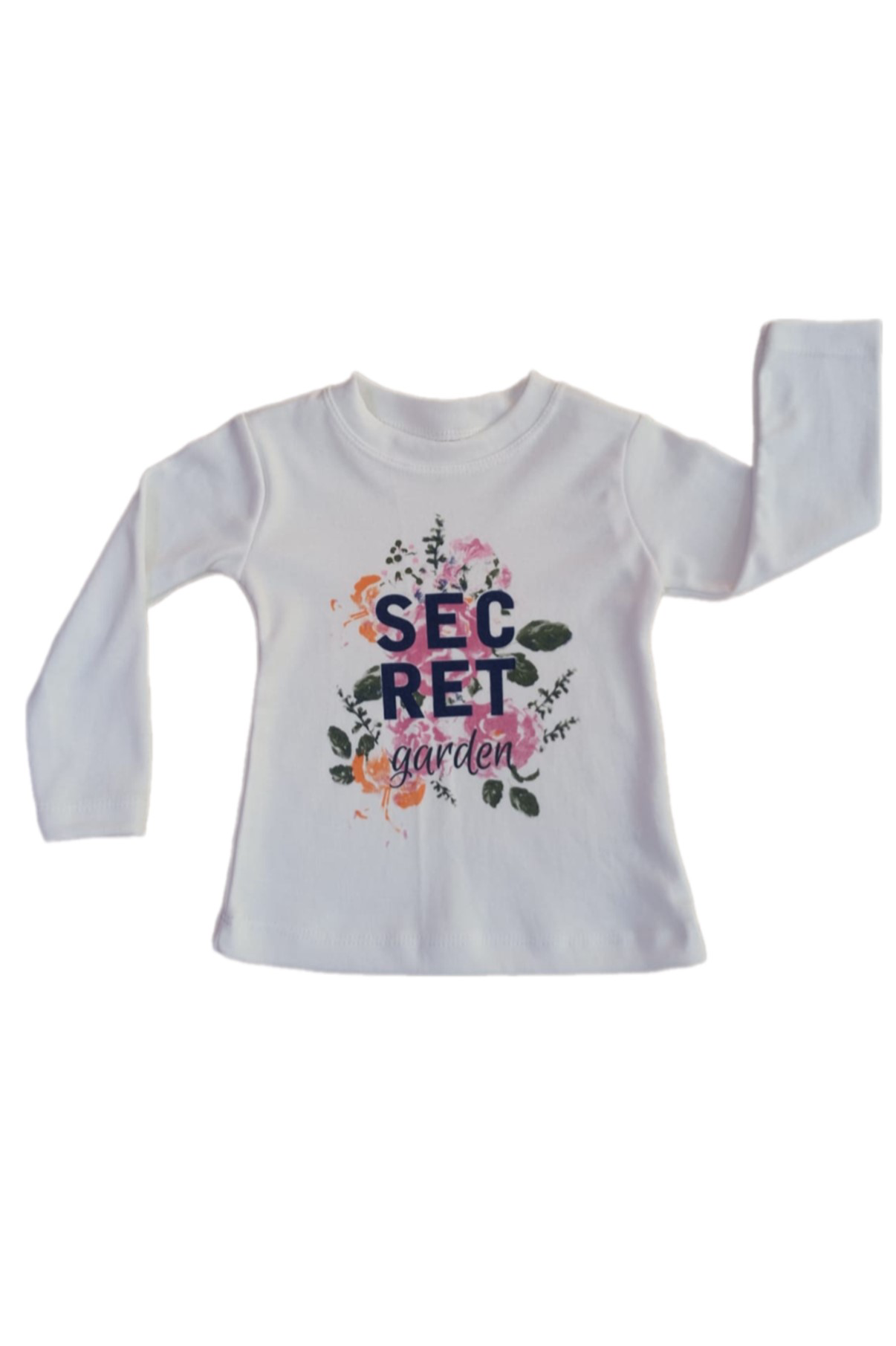 Kız Çocuk Bisiklet Yaka Çiçek Baskılı Sweatshirt