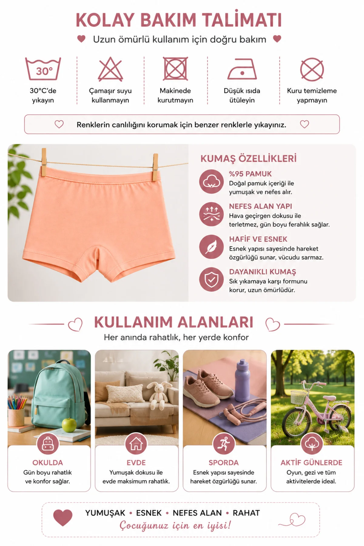 Kız Çocuk Boxer 6’lı Paket %95 Pamuk %5 Elastan Esnek Rahat Renkli Çocuk İç Çamaşırı 3-12 Yaş Fiyatı, Yorumları ve Özellikleri