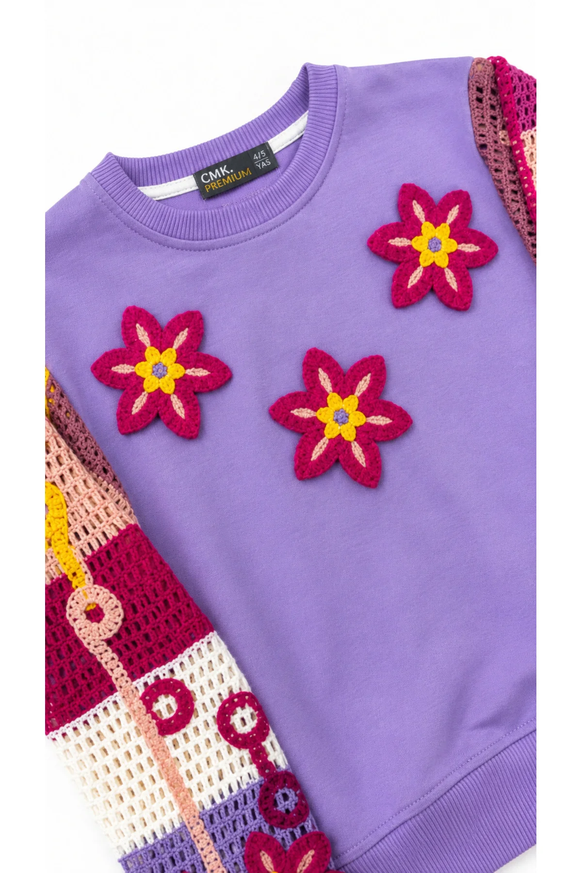 Kız Çocuk Çiçek Detaylı Örgü Kollu 2’li Takım – Sweatshirt & Pantolon 4-11 Yaş Kız Çocuk Çiçek Detaylı Örgü Kollu 2’li Takım – Sweatshirt & Pantolon 4-11 Yaş