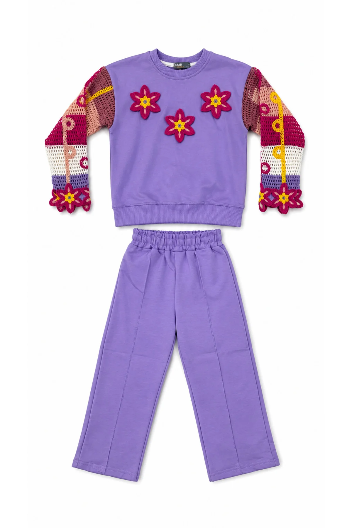 Kız Çocuk Çiçek Detaylı Örgü Kollu 2’li Takım – Sweatshirt & Pantolon 4-11 Yaş Kız Çocuk Çiçek Detaylı Örgü Kollu 2’li Takım – Sweatshirt & Pantolon 4-11 Yaş
