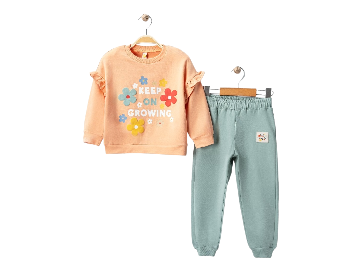 Kız Çocuk Çiçek Baskılı 2 İp 3/7 Yaş  Eşofman Takımı