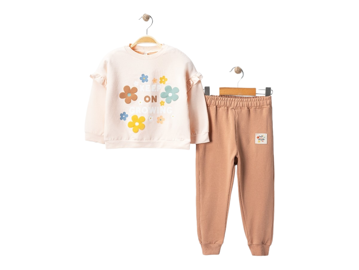 Kız Çocuk Çiçek Baskılı 2 İp 3/7 Yaş  Eşofman Takımı