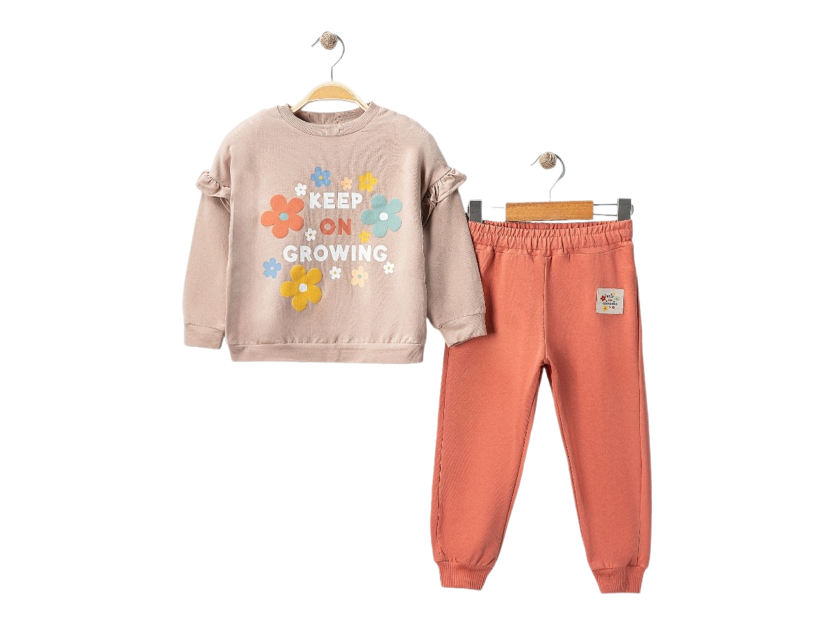 Kız Çocuk Çiçek Baskılı 2 İp 3/7 Yaş  Eşofman Takımı