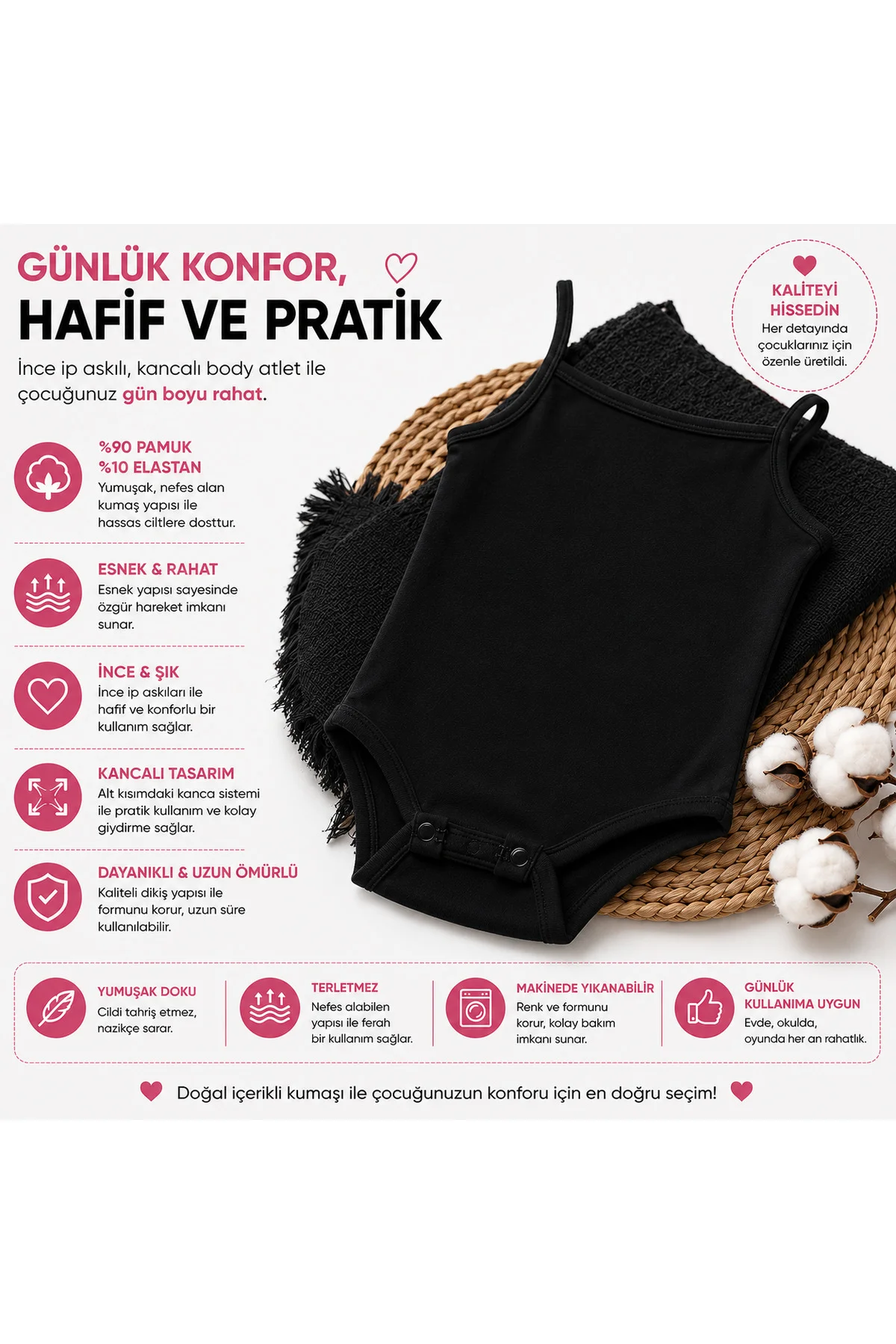 Kız Çocuk İp Askılı Zıbın %90 Pamuk %10 Elastan Kancalı Esnek Yumuşak Çocuk Body Atlet 4-12 Yaş Fiyatı, Yorumları ve Özellikleri