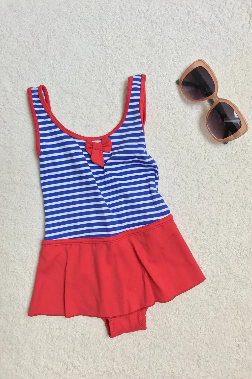 Kız Çocuk Kırmızı Elbise Mayo