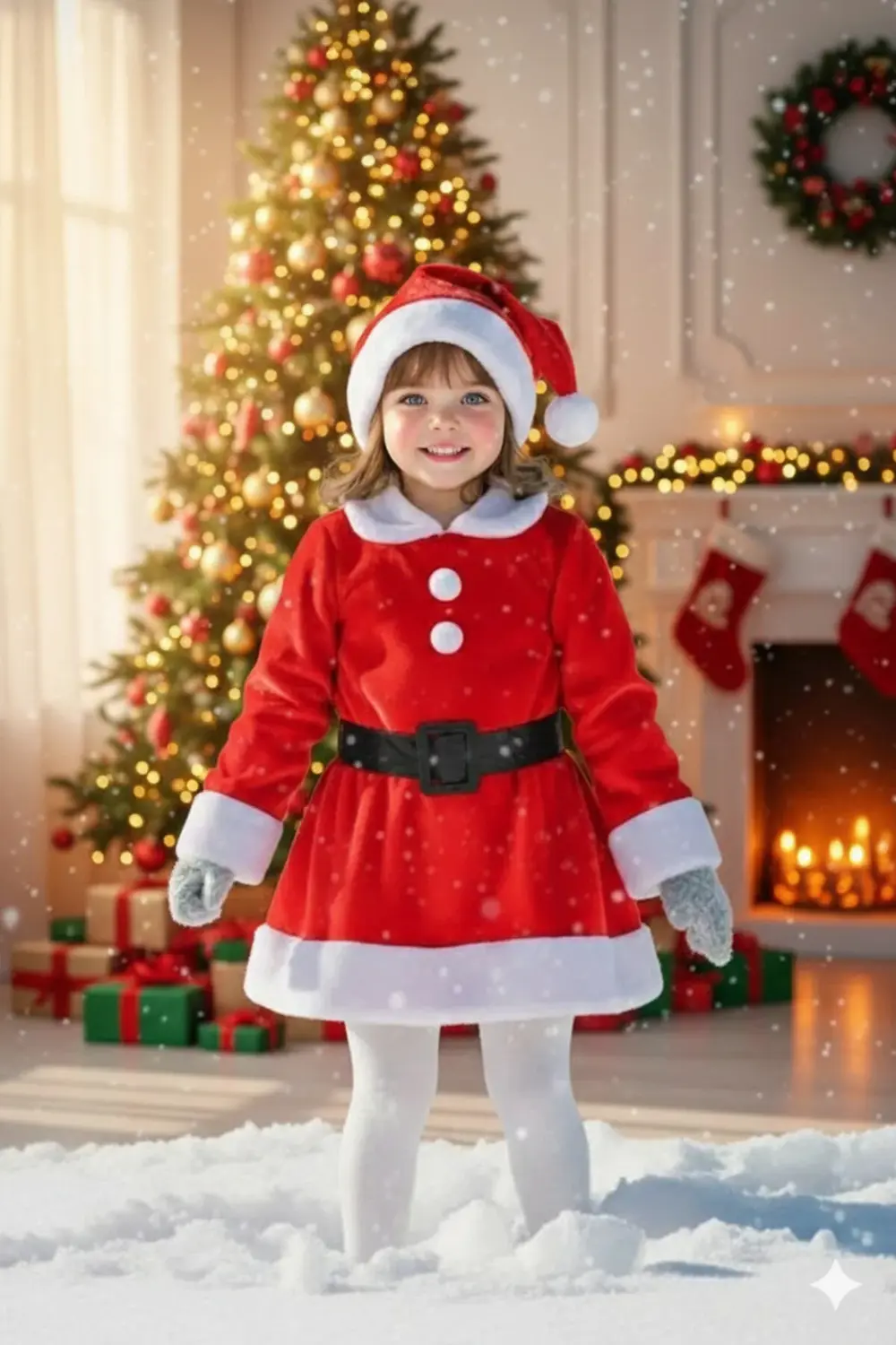 Parti Kırtasiye Kız Çocuk Kırmızı Şapka Beyaz Yılbaşı Temalı Noel Partisi Kostüm Parti Kırtasiye Kız Çocuk Kırmızı Şapka Beyaz Yılbaşı Temalı Noel Partisi Kostüm