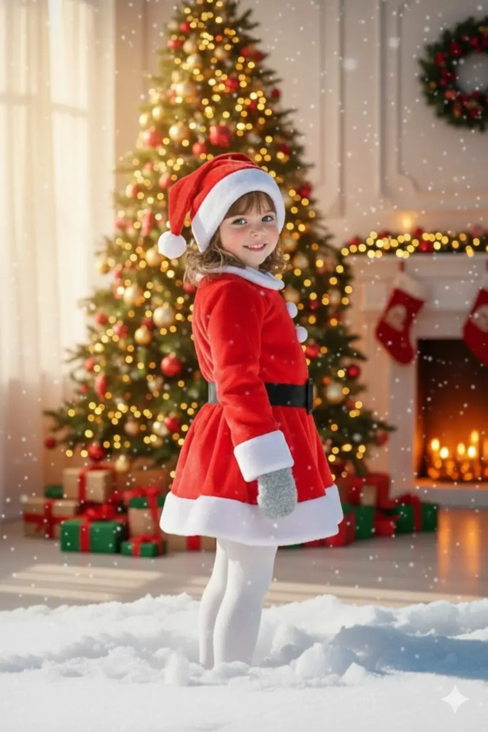 Parti Kırtasiye Kız Çocuk Kırmızı Şapka Beyaz Yılbaşı Temalı Noel Partisi Kostüm Parti Kırtasiye Kız Çocuk Kırmızı Şapka Beyaz Yılbaşı Temalı Noel Partisi Kostüm