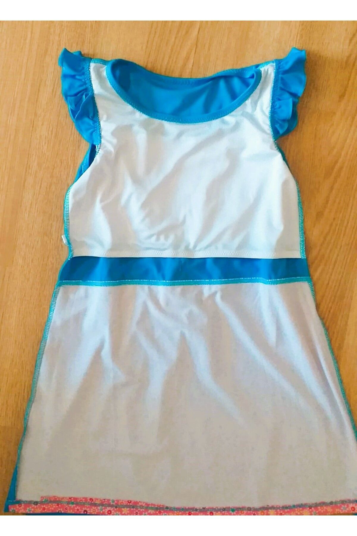 Asmay Kız Çocuk Kolsuz Kısa Taytlı Tesettür Mayo Koyu Mavi