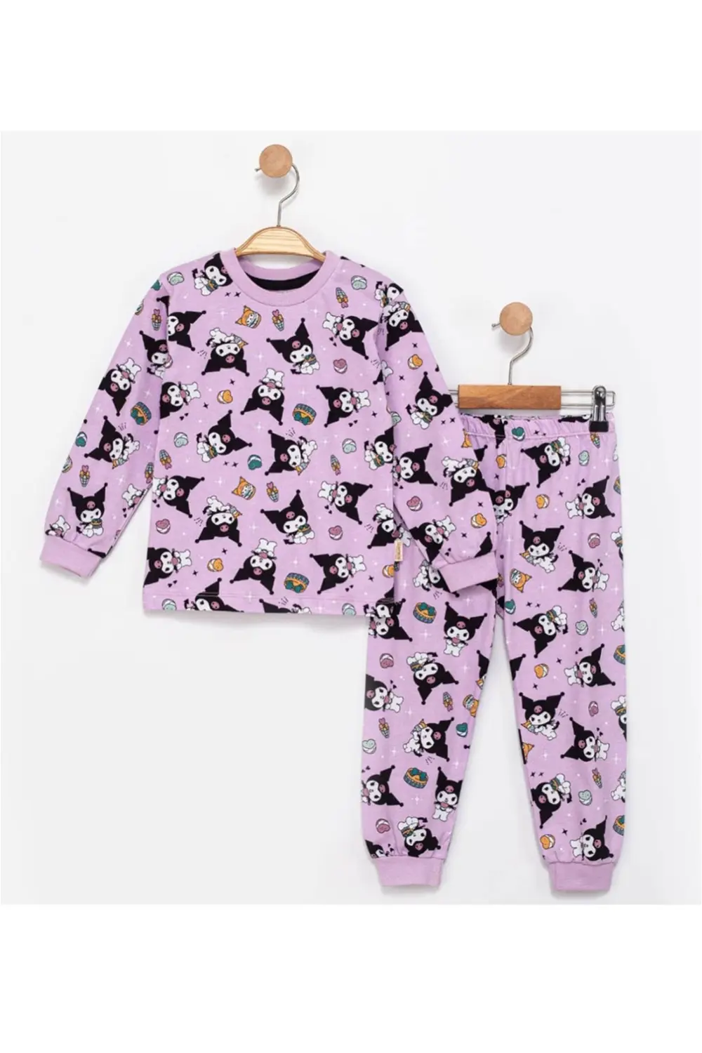 Kız Çocuk Kuromi Desenli%100 Pamuklu Pijama Takımı  1/8 Yaş
