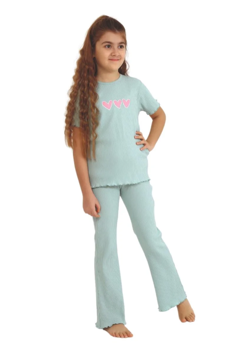 Kız Çocuk Love Baskılı Kısa Kollu Bisiklet Yaka 10/15 Yaş Takımı