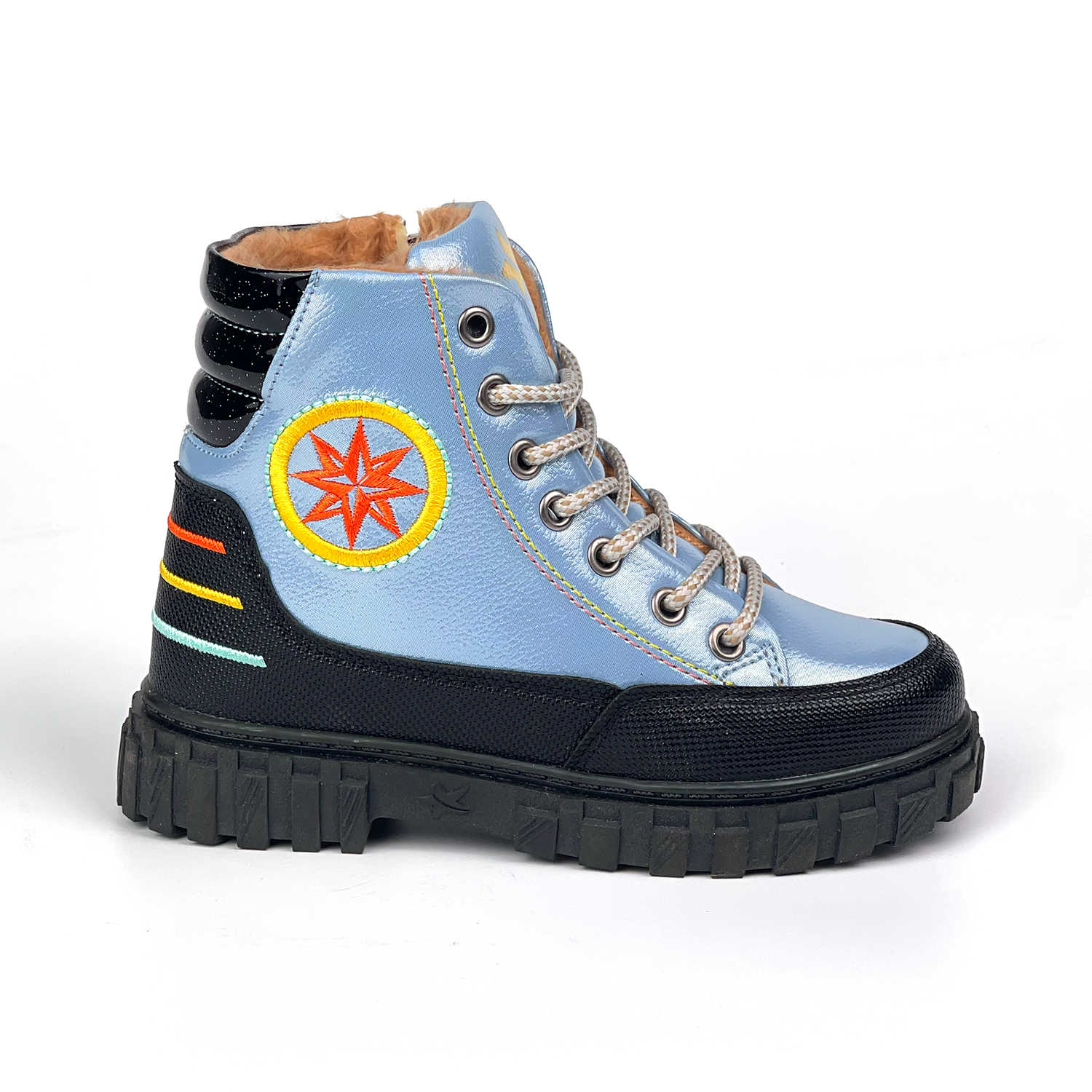 Kajila Kız Çocuk Mavi Siyah İçi Kürklü Termo Taban Suya Soğuğa Dayanıklı