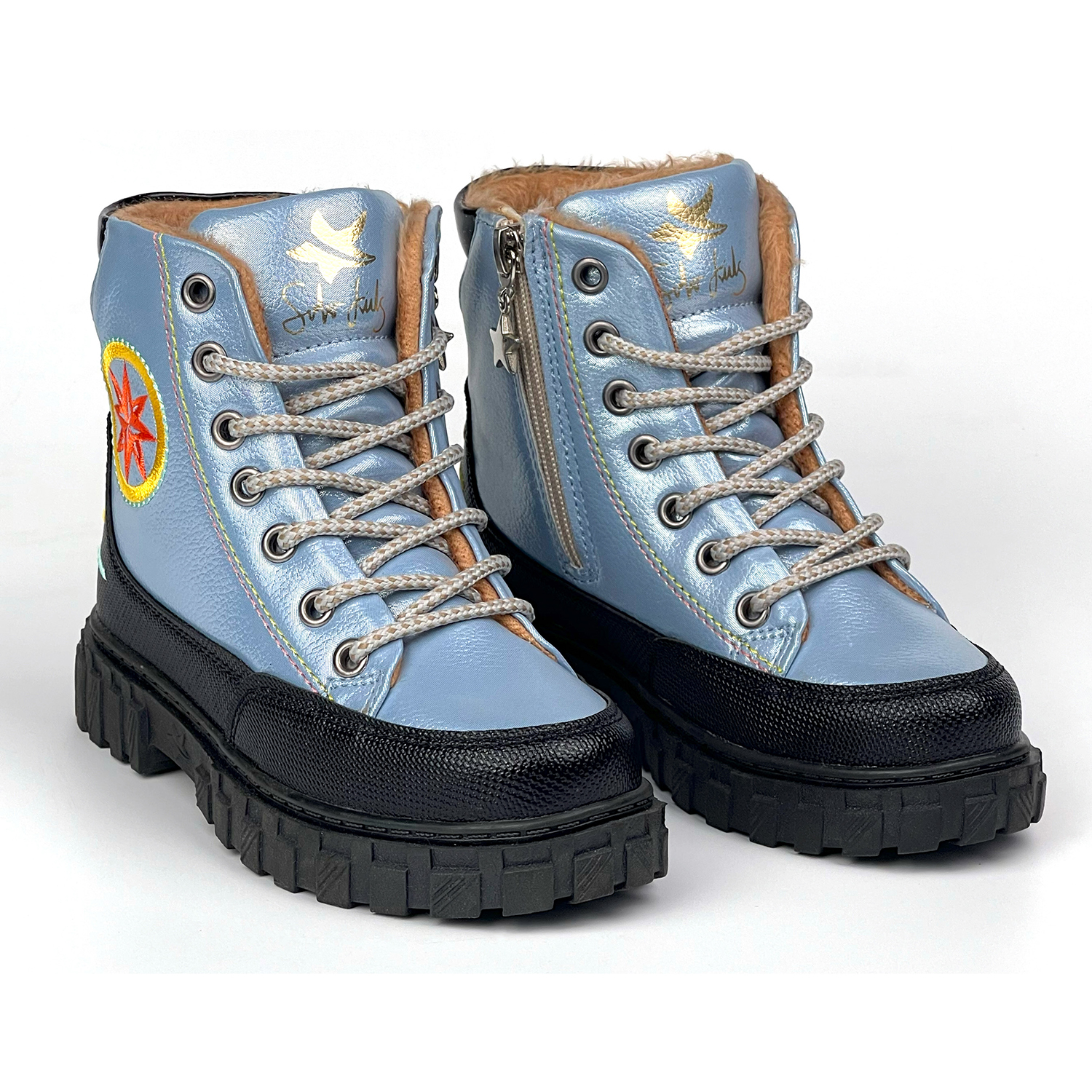 Kajila Kız Çocuk Mavi Siyah İçi Kürklü Termo Taban Suya Soğuğa Dayanıklı