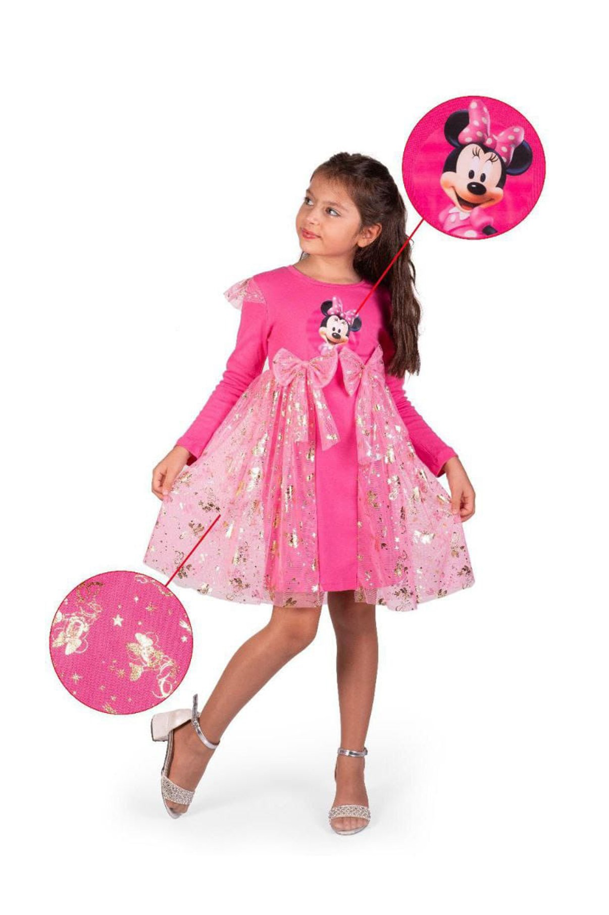 Kız Çocuk Mickey Parti Kıyafeti Dogum Günü ve Gösteri Kostümü Elb