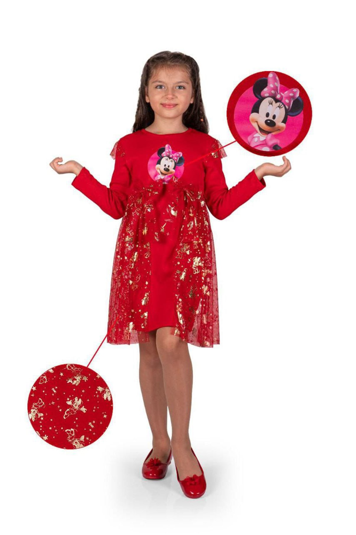 Kız Çocuk Mickey Parti Kıyafeti Dogum Günü ve Gösteri Kostümü Elb