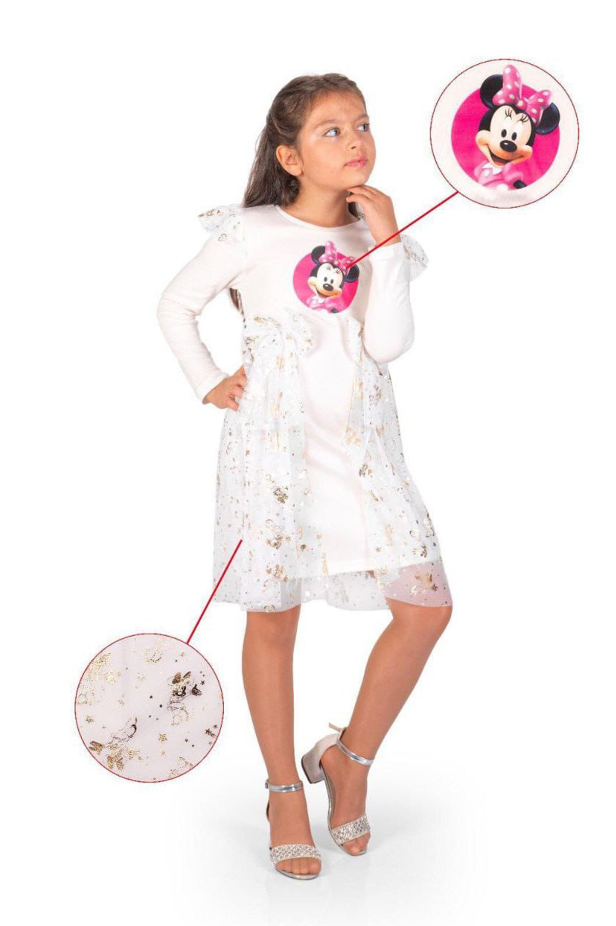 Kız Çocuk Mickey Parti Kıyafeti Dogum Günü ve Gösteri Kostümü Elb