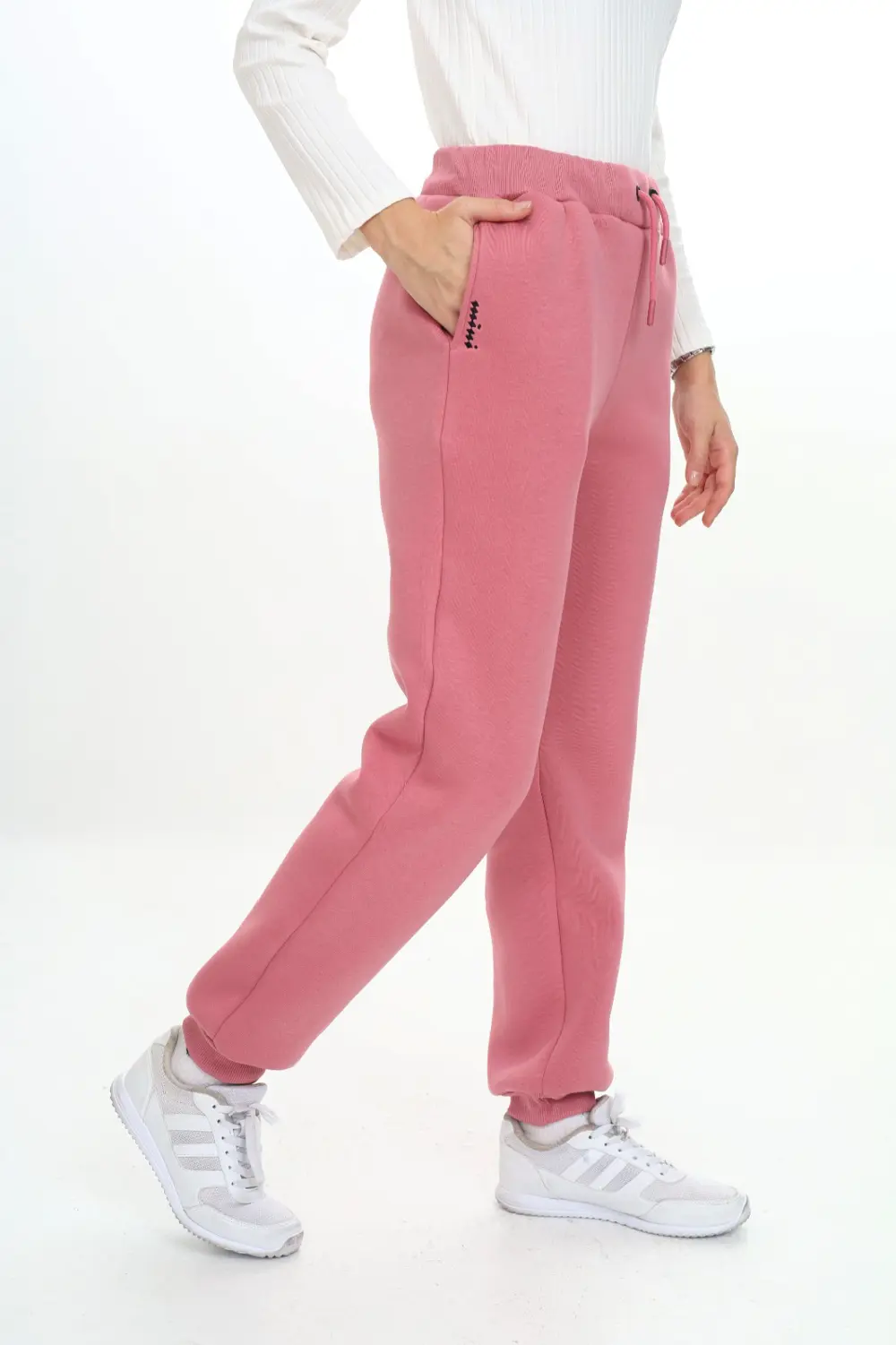 Kız Çocuk Nakış Baskılı Beli Paçası Ribanalı Cepli Basic Jogger E