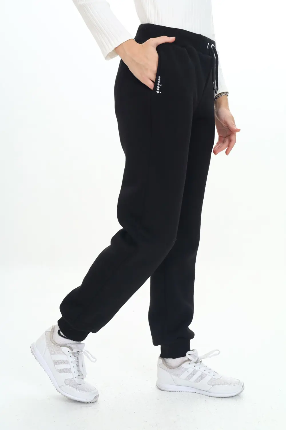 Kız Çocuk Nakış Baskılı Beli Paçası Ribanalı Cepli Basic Jogger E