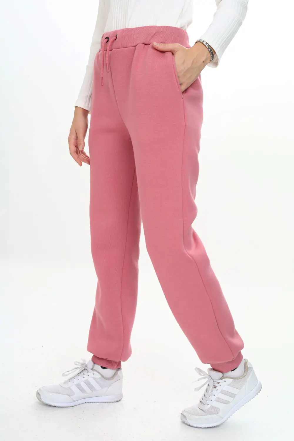 Kız Çocuk Nakış Baskılı Beli Paçası Ribanalı Cepli Basic Jogger E