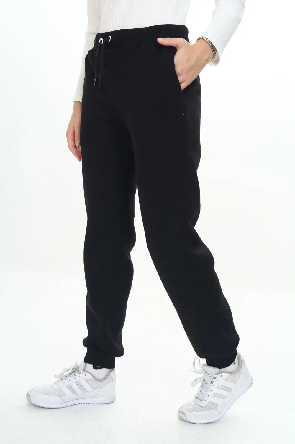 Kız Çocuk Nakış Baskılı Beli Paçası Ribanalı Cepli Basic Jogger E