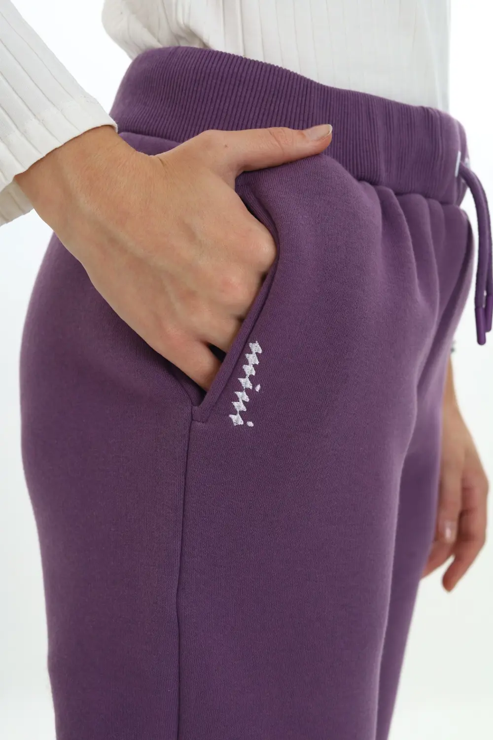 Kız Çocuk Nakış Baskılı Beli Paçası Ribanalı Cepli Basic Jogger E