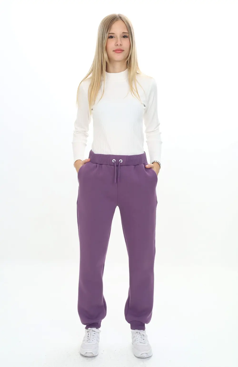 Kız Çocuk Nakış Baskılı Beli Paçası Ribanalı Cepli Basic Jogger E