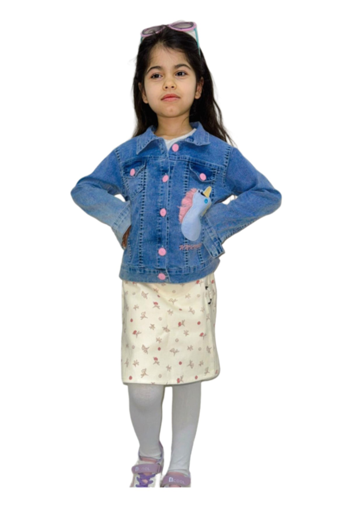 Kız Çocuk Nakışlı Kot Ceket 4/8 Yaş