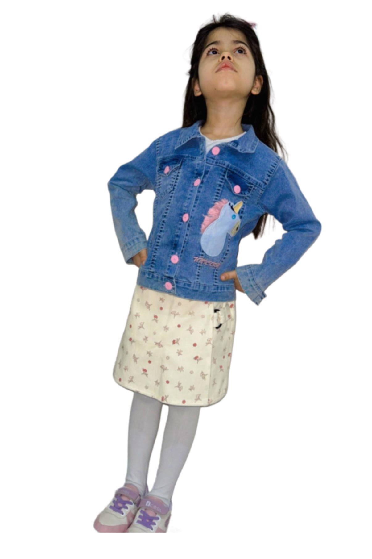 Kız Çocuk Nakışlı Kot Ceket 4/8 Yaş