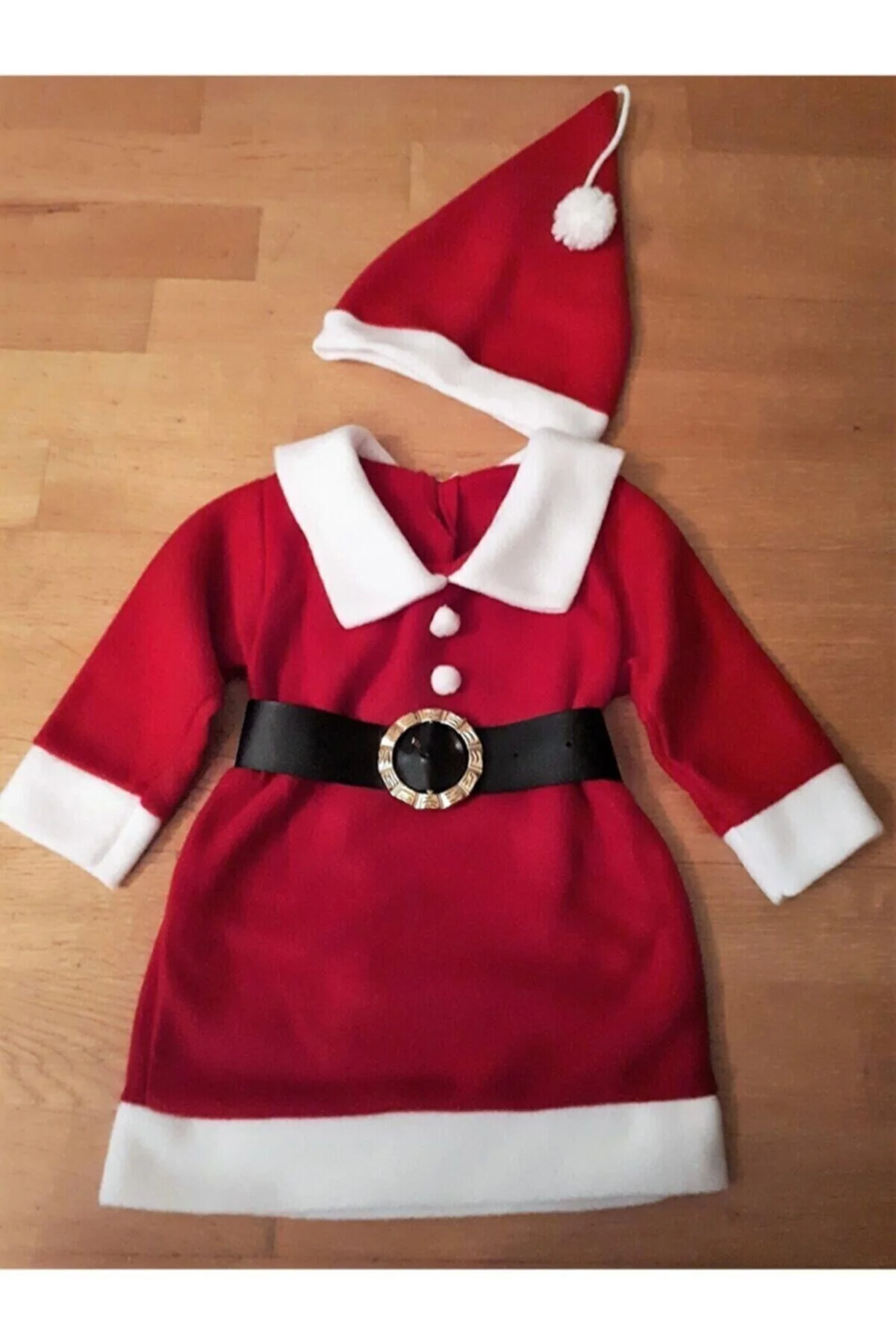 Kız Çocuk Noel Anne Kostümü - Noel Baba Elbisesi - Noel Anne Kost
