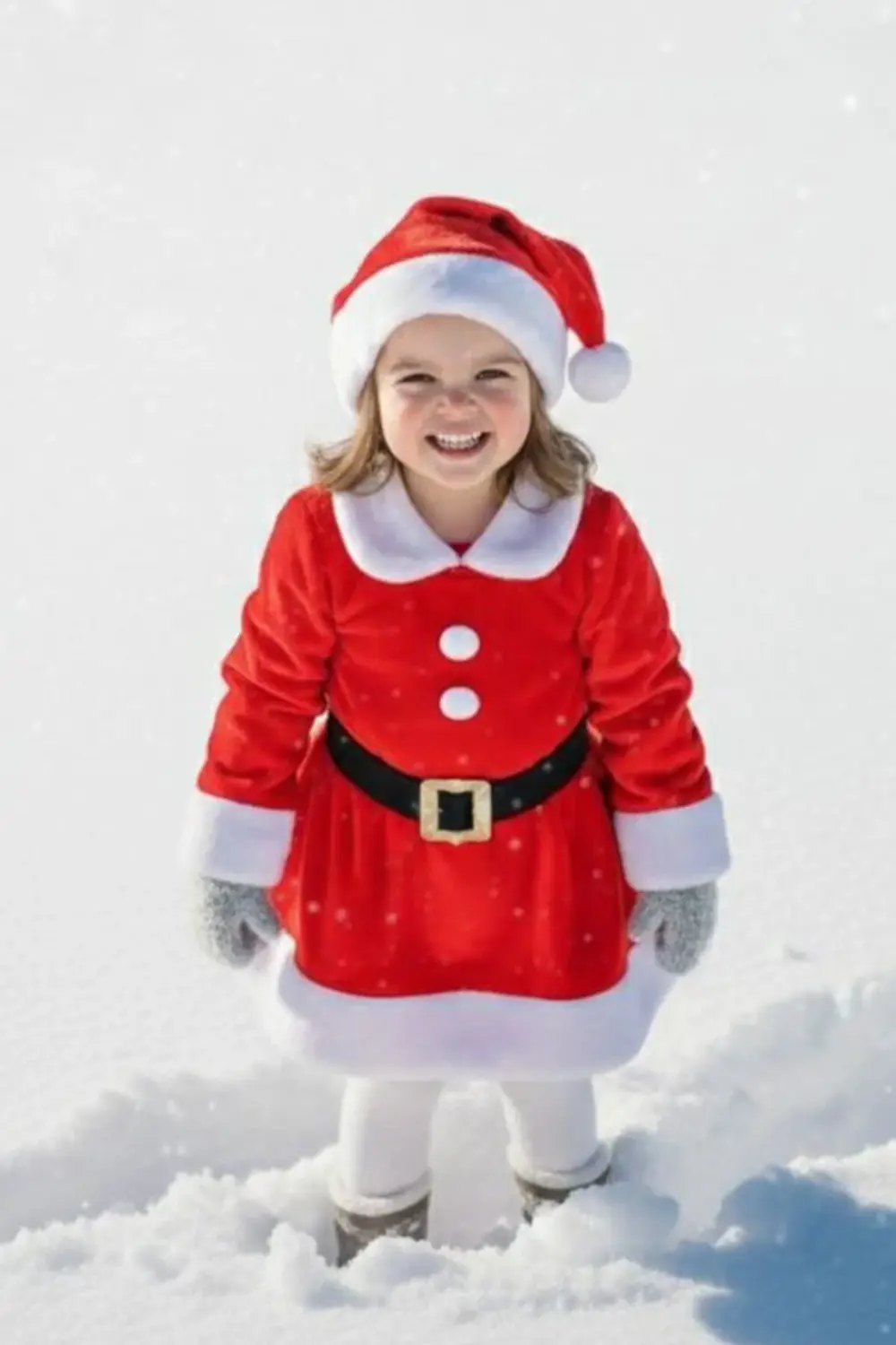 Parti Kırtasiye Kız Çocuk Noel Kırmızı Santa Elbisesi Kar Temalı Yeni Yıl Parti K