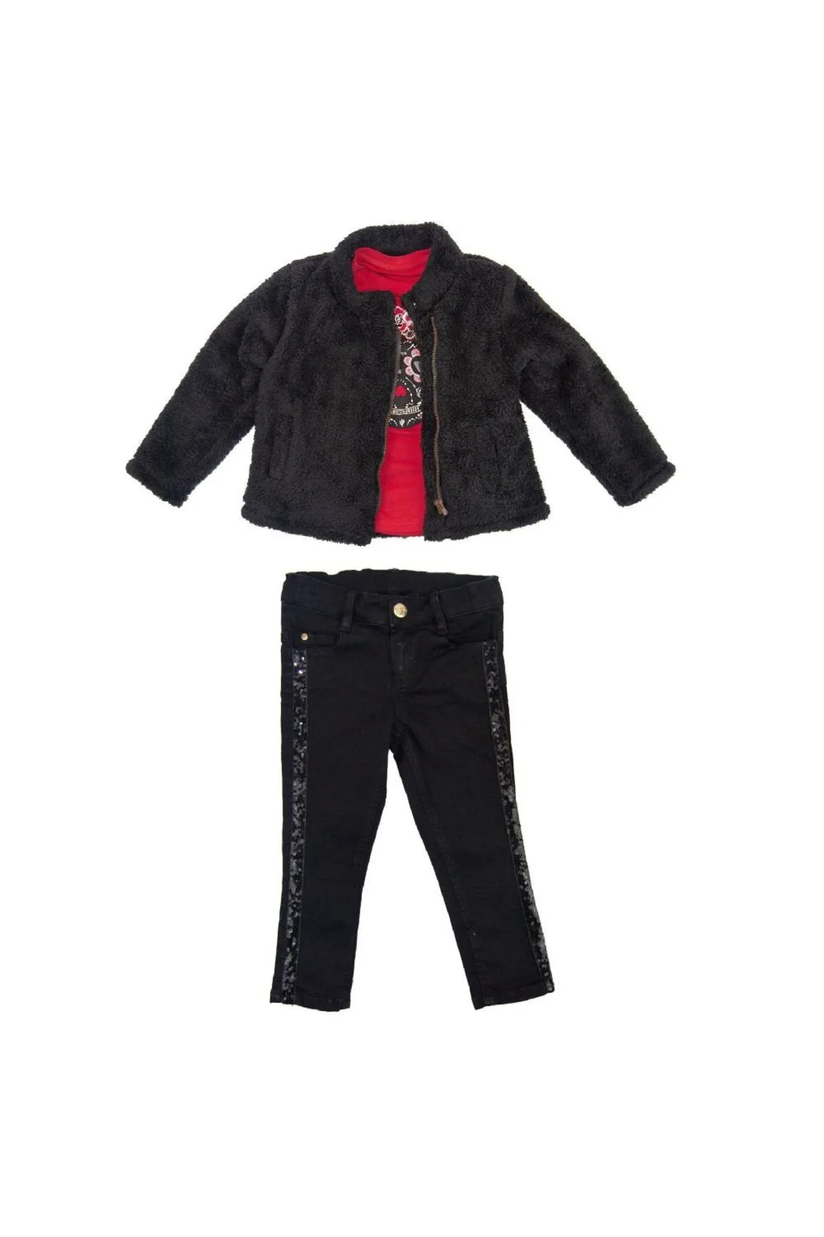 Kız Çocuk Polar Sweatheart Pantolon 3 parça takım