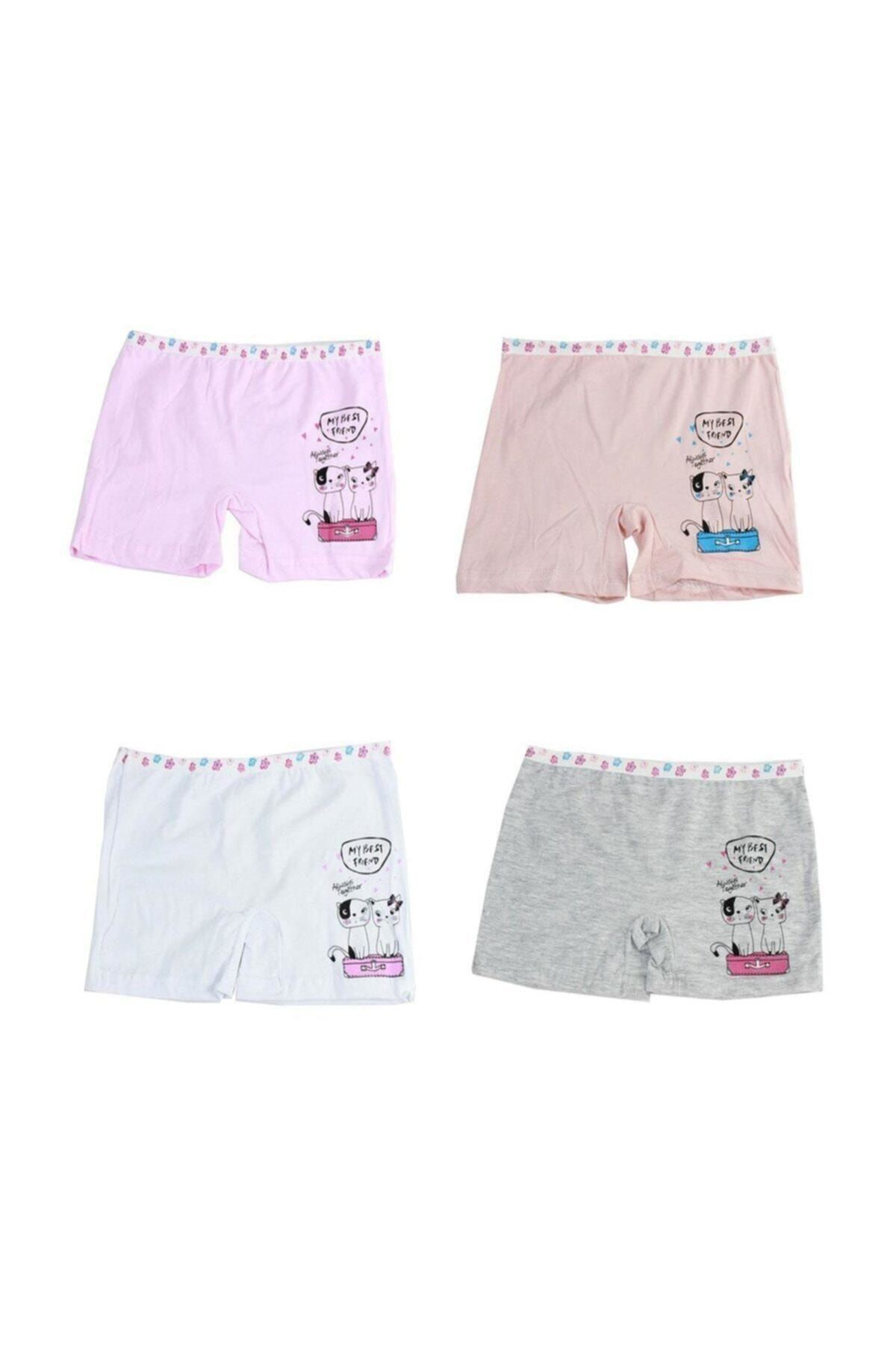 Koza Kız Çocuk Renkli Desenli Baskılı Boxer Külot 10'Lu Paket 42412